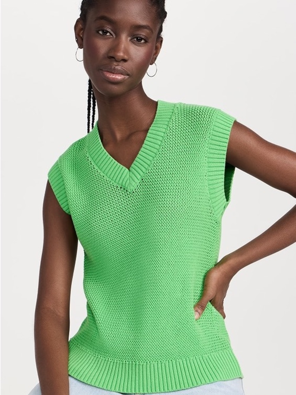 Jumper 1234 Cross Texture Tank Vest, Apple Green, Small